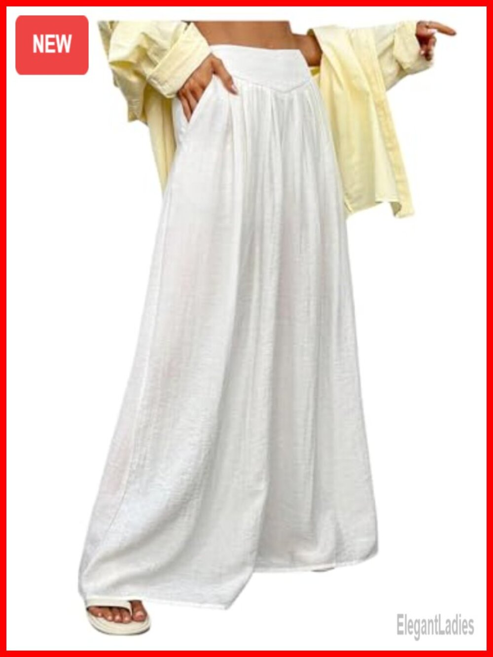 Wide Leg Pleated Palazzo Pants High Waist Flowy Flared Sheer Loose Trousers